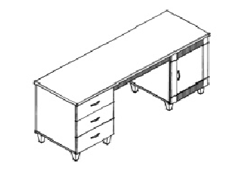 Стол с тумбой под холодильник и тумбой с ящиками для гостиницы 180х57х77,5 см - «Comfort Absolute»