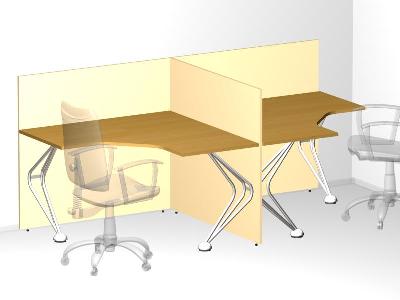 Двойной угловой стол для офиса 120х245х105 см - «Visa Metallic»