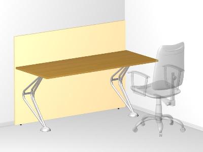 Одинарный стол с высокой фронтальной панелью для офиса 140х60х105 см - «Visa Metallic»