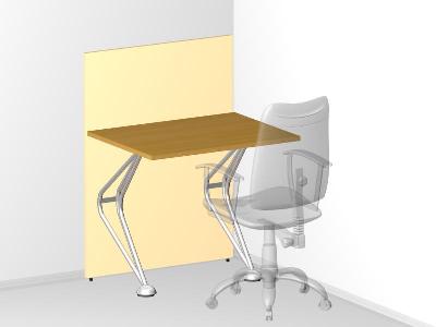 Одинарный стол с высокой фронтальной панелью для офиса 80х60х105 см - «Visa Metallic»